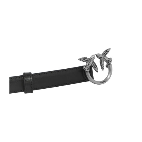 Pinko Cintura Cintura Donna Love Berry in pelle 2cm Nero argento P25 - PINKO 100143A0F1 - Z99O - XS - Francavilla Moda